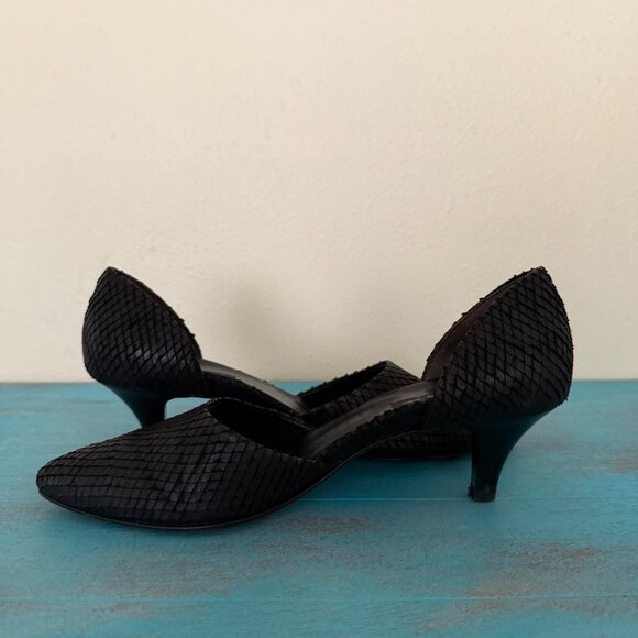 Paul Green Julia Black Reptile Snake Dorsay Kitten Heel Shoes Size 7. - Picture 7 of 9